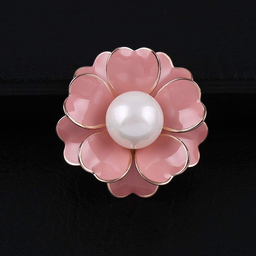 Women's Flower Pearl Enamel Brooch Pins for Ladies Jewelry - Picture 2 of 5